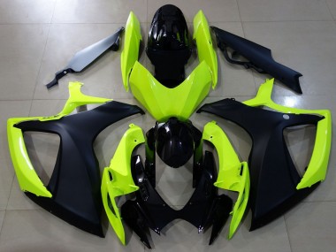 Amarillo Brillante & Negro 06-07 Suzuki GSXR 600-750 Carenado