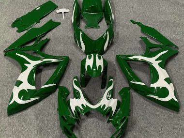 Verde Oscuro & Blanco 06-07 Suzuki GSXR 600-750 Carenado